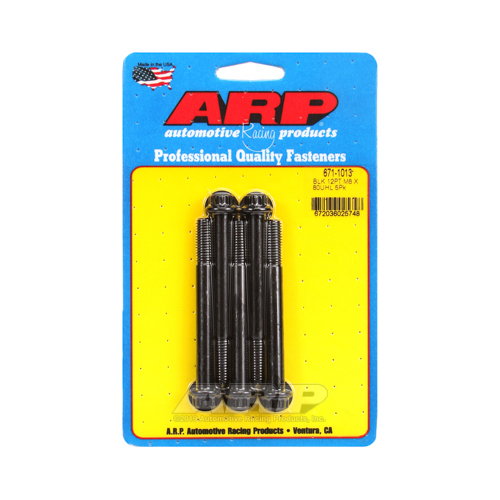 ARP Bolts, 12-Point Head, Chromoly Steel, Black Oxide, 8mm x 1.25 RH Thread, 80mm UHL, Set of 5
