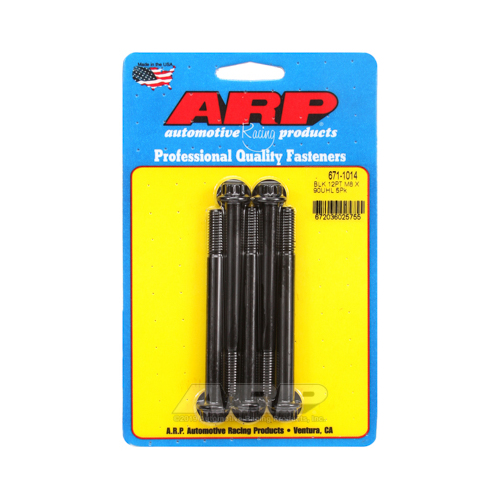 ARP Bolts, 12-Point Head, Chromoly Steel, Black Oxide, 8mm x 1.25 RH Thread, 90mm UHL, Set of 5