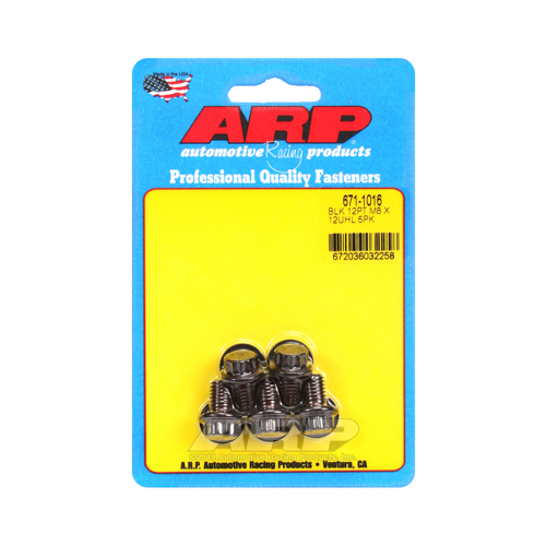 ARP Bolts, 12-Point Head, Chromoly Steel, Black Oxide, 8mm x 1.25 RH Thread, 12mm UHL, Set of 5