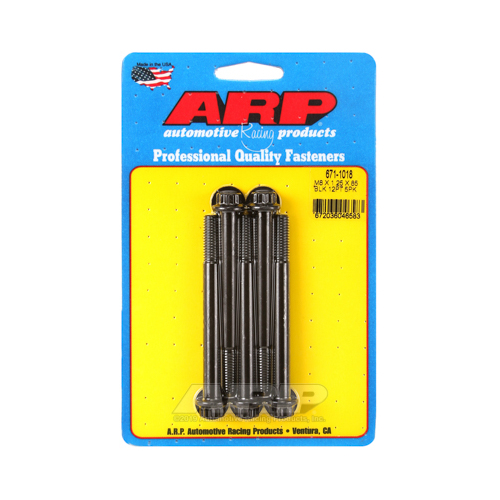 ARP Bolts, 12-Point Head, Chromoly Steel, Black Oxide, 8mm x 1.25 RH Thread, 85mm UHL, Set of 5