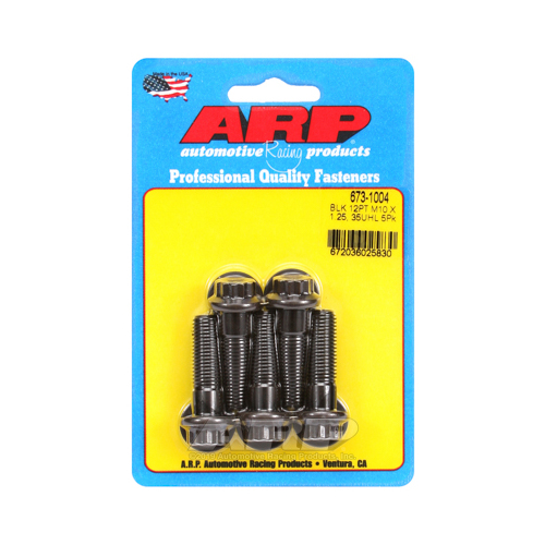 ARP Bolts, 12-Point Head, Chromoly Steel, Black Oxide, 10mm x 1.25 RH Thread, 35mm UHL, Set of 5