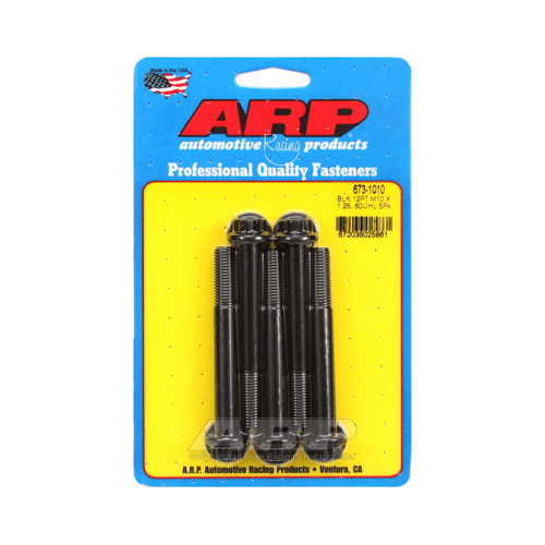 ARP Bolts, 12-Point Head, Chromoly Steel, Black Oxide, 10mm x 1.25 RH Thread, 80mm UHL, Set of 5