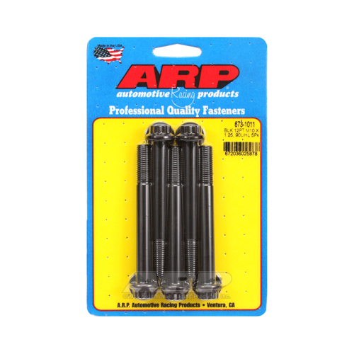 ARP Bolts, 12-Point Head, Chromoly Steel, Black Oxide, 10mm x 1.25 RH Thread, 90mm UHL, Set of 5