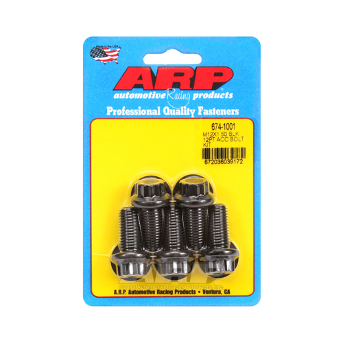 ARP Bolts, 8740 Chromoly, Black Oxide, 12-Point Head, 12mm x 1.50 Thread, 25mm UHL, Set of 5