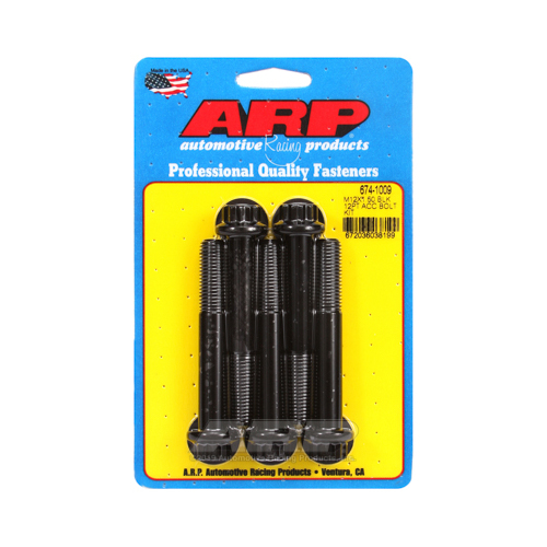 ARP Bolts, 8740 Chromoly, Black Oxide, 12-Point Head, 12mm x 1.50 Thread, 80mm UHL, Set of 5