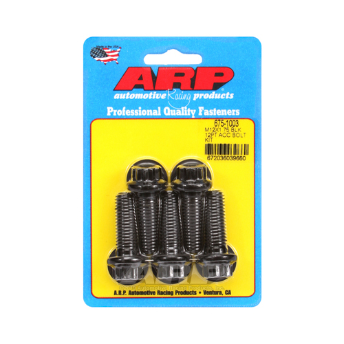 ARP Bolts, 8740 Chromoly, Black Oxide, 12-Point Head, 12mm x 1.75 Thread, 35mm UHL, Set of 5