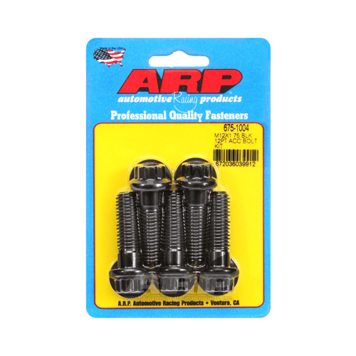 ARP Bolts, 8740 Chromoly, Black Oxide, 12-Point Head, 12mm x 1.75 Thread, 40mm UHL, Set of 5