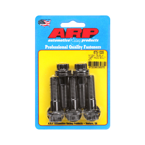ARP Bolts, 8740 Chromoly, Black Oxide, 12-Point Head, 12mm x 1.75 Thread, 45mm UHL, Set of 5
