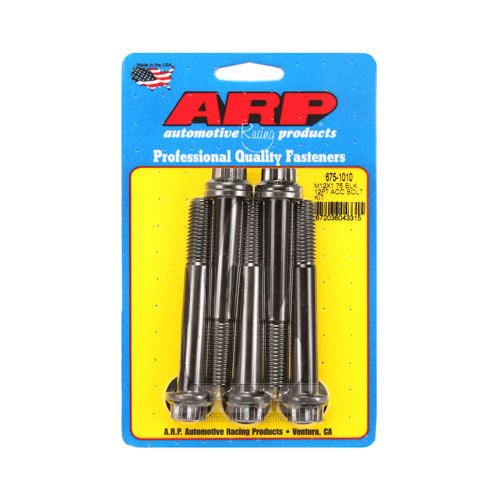 ARP Bolts, 8740 Chromoly, Black Oxide, 12-Point Head, 12mm x 1.75 Thread, 90mm UHL, Set of 5