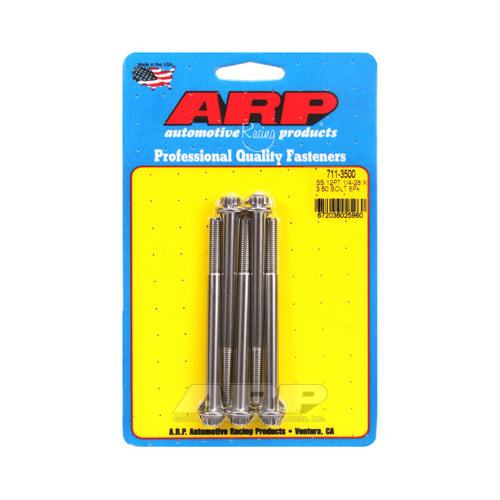 ARP Bolts, 12-Point Head, Stainless 300, Polished, 1/4-28 in. RH Thread, 3.500 in. UHL, Set of 5