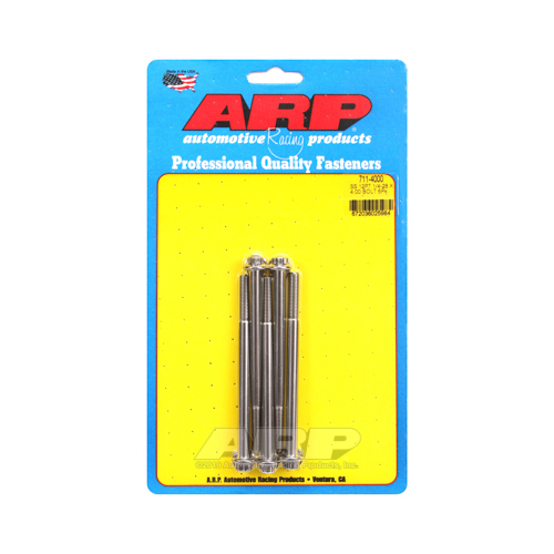 ARP Bolts, 12-Point Head, Stainless 300, Polished, 1/4 in.-28 RH Thread, 4.000 in. UHL, Set of 5