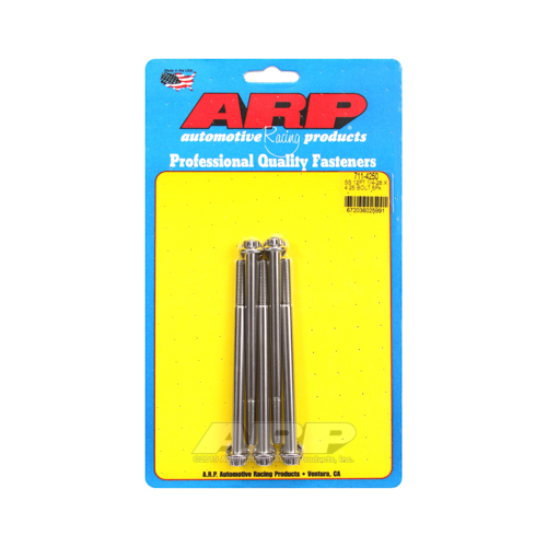 ARP Bolts, 12-Point Head, Stainless 300, Polished, 1/4 in.-28 RH Thread, 4.250 in. UHL, Set of 5