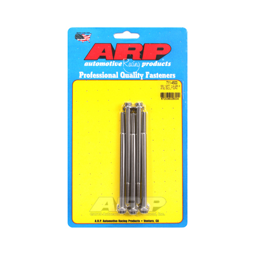ARP Bolts, 12-Point Head, Stainless 300, Polished, 1/4-28 in. RH Thread, 4.500 in. UHL, Set of 5