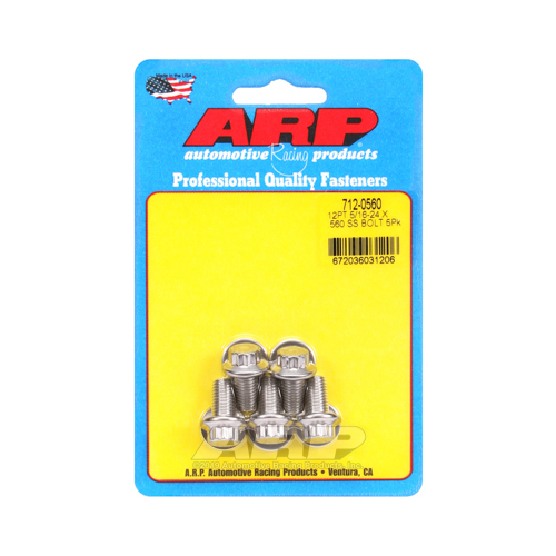 ARP Bolts, 12-Point Head, Stainless 300, Polished, 5/16 in.-24 RH Thread, 0.560 in. UHL, Set of 5
