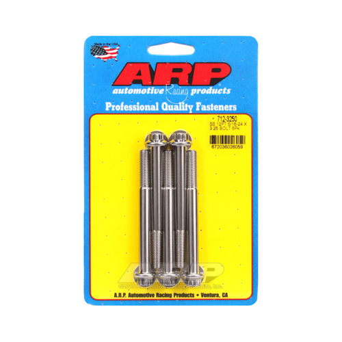 ARP Bolts, 12-Point Head, Stainless 300, Polished, 5/16 in.-24 RH Thread, 3.250 in. UHL, Set of 5