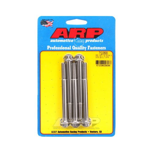 ARP Bolts, 12-Point Head, Stainless 300, Polished, 5/16 in.-24 RH Thread, 3.500 in. UHL, Set of 6