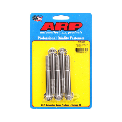 ARP Bolts, 12-Point Head, Stainless 300, Polished, 3/8-24 in. RH Thread, 3.000 in. UHL, Set of 5