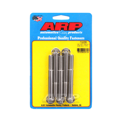 ARP Bolts, 12-Point Head, Stainless 300, Polished, 3/8 in.-24 RH Thread, 3.250 in. UHL, Set of 5