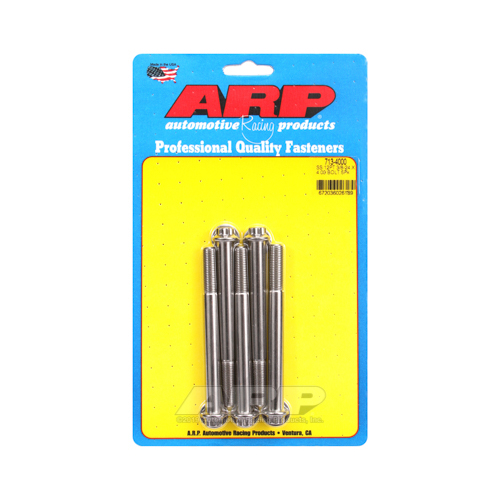 ARP Bolts, 12-Point Head, Stainless 300, Polished, 3/8 in.-24 RH Thread, 4.000 in. UHL, Set of 5