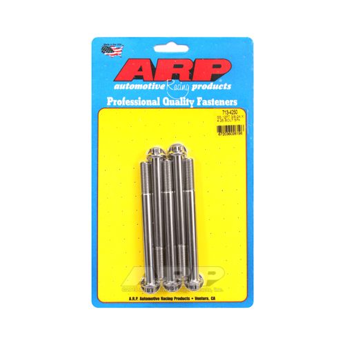 ARP Bolts, 12-Point Head, Stainless 300, Polished, 3/8 in.-24 RH Thread, 4.250 in. UHL, Set of 5
