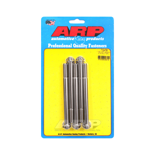 ARP Bolts, 12-Point Head, Stainless 300, Polished, 3/8 in.-24 RH Thread, 4.750 in. UHL, Set of 5