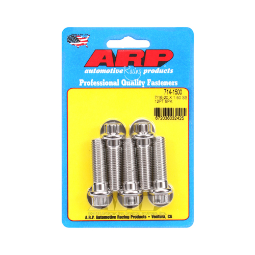 ARP Bolts, 12-Point Head, Stainless 300, Polished, 7/16-20 in. RH Thread, 1.500 in. UHL, Set of 5