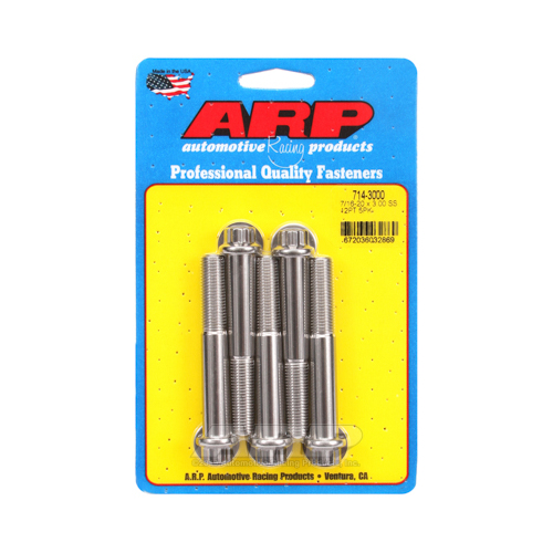 ARP Bolts, 12-Point Head, Stainless 300, Polished, 7/16 in.-24 RH Thread, 3.000 in. UHL, Set of 5