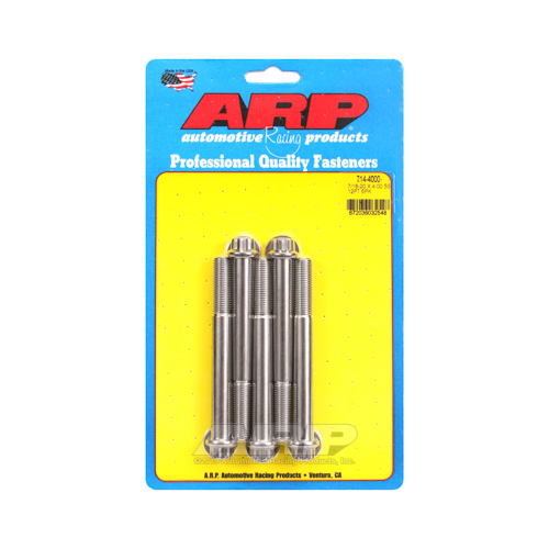 ARP Bolts, 12-Point Head, Stainless 300, Polished, 7/16 in.-20 RH Thread, 4.000 in. UHL, Set of 5