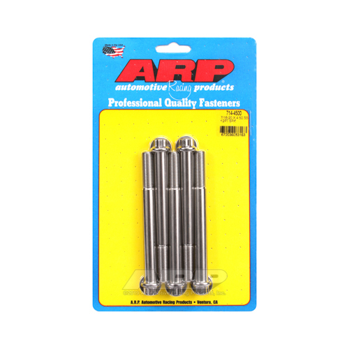 ARP Bolts, 12-Point Head, Stainless 300, Polished, 7/16 in.-20 RH Thread, 4.500 in. UHL, Set of 5