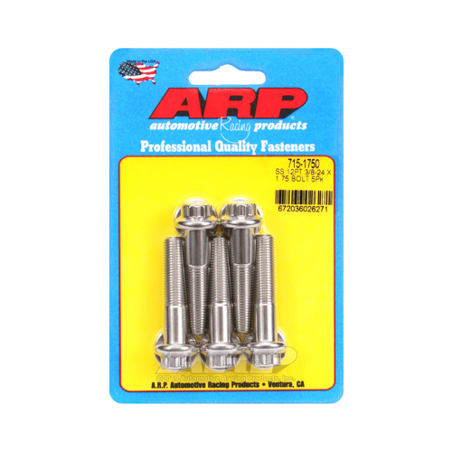 ARP Bolts, 12-Point Head, Stainless 300, Polished, 3/8-24 in. RH Thread, 1.750 in. UHL, Set of 5
