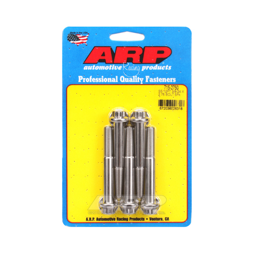 ARP Bolts, 12-Point Head, Stainless 300, Polished, 3/8-24 in. RH Thread, 2.750 in. UHL, Set of 5
