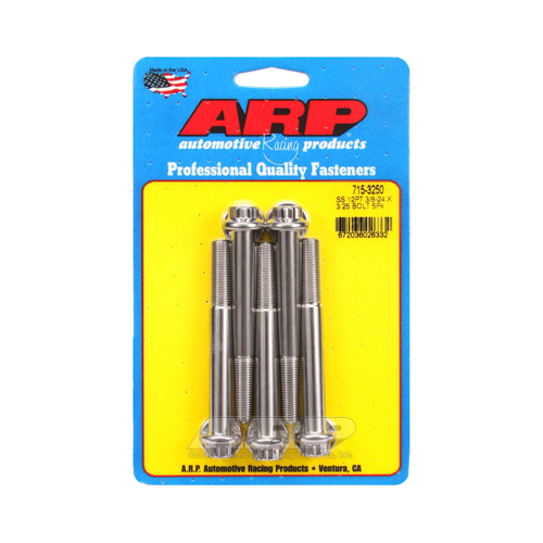 ARP Bolts, 12-Point Head, Stainless 300, Polished, 3/8 in.-24 RH Thread, 3.250 in. UHL, Set of 5