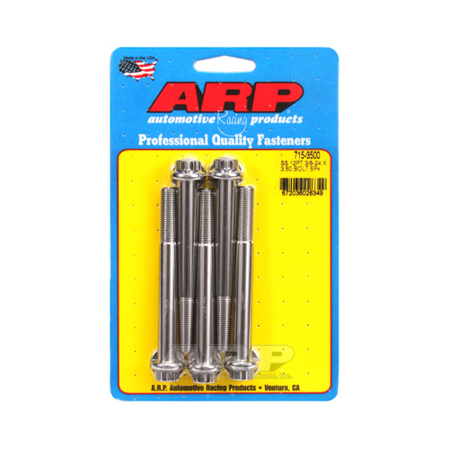 ARP Bolts, 12-Point Head, Stainless 300, Polished, 3/8-24 in. RH Thread, 3.500 in. UHL, Set of 5