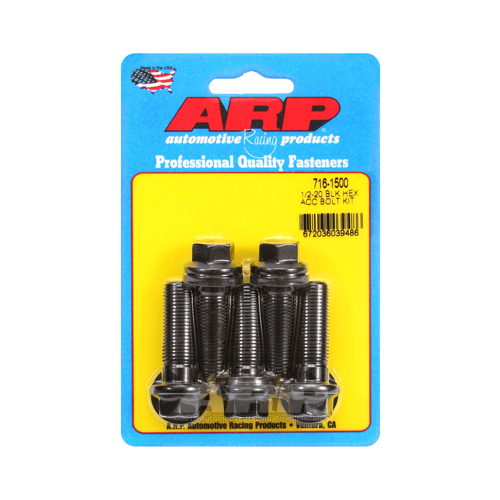 ARP Bolts, 8740 Chromoly, Black Oxide, Hex Head, 1/2-20 in. Thread, 1.50 in. UHL, Set of 5