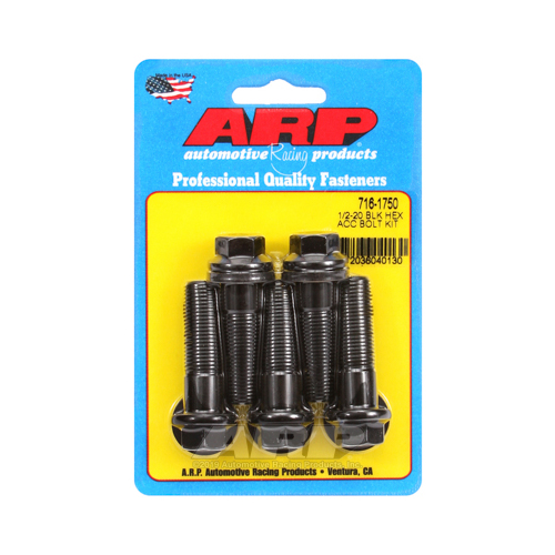 ARP Bolts, 8740 Chromoly, Black Oxide, Hex Head, 1/2-20 in. Thread, 1.75 in. UHL, Set of 5
