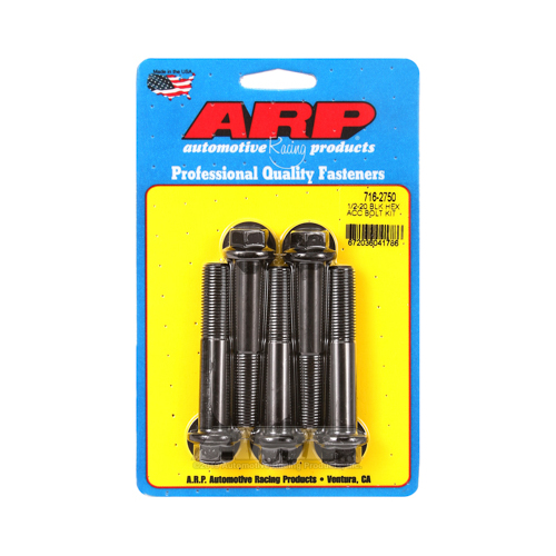 ARP Bolts, 8740 Chromoly, Black Oxide, Hex Head, 1/2-20 in. Thread, 2.75 in. UHL, Set of 5