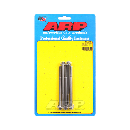 ARP Bolts, Hex Head, Stainless 300, Polished, 1/4 in.-28 RH Thread, 3.750 in. UHL, Set of 5