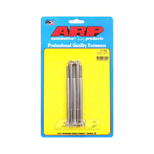 ARP Bolts, Hex Head, Stainless 300, Polished, 1/4 in.-28 RH Thread, 4.500 in. UHL, Set of 5