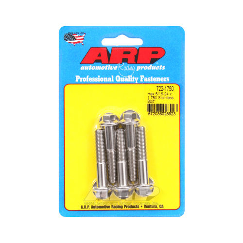 ARP Bolts, Hex Head, Stainless 300, Polished, 5/16 in.-24 RH Thread, 1.750 in. UHL, Set of 5