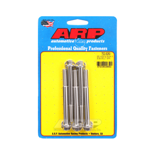 ARP Bolts, Hex Head, Stainless 300, Polished, 5/16 in.-24 RH Thread, 3.250 in. UHL, Set of 5