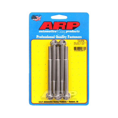 ARP Bolts, Hex Head, Stainless 300, Polished, 5/16 in.-24 RH Thread, 3.750 in. UHL, Set of 5