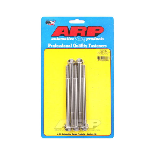 ARP Bolts, Hex Head, Stainless 300, Polished, 5/16 in.-24 RH Thread, 4.750 in. UHL, Set of 5