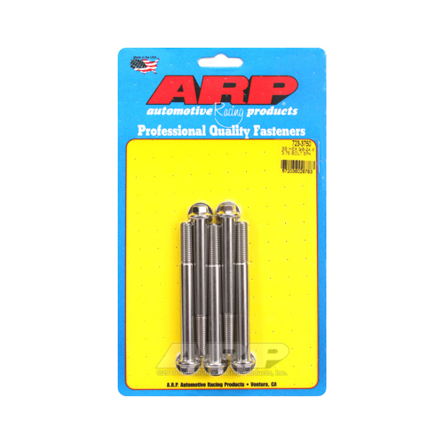 ARP Bolts, Hex Head, Stainless 300, Polished, 3/8 in.-24 RH Thread, 3.750 in. UHL, Set of 5