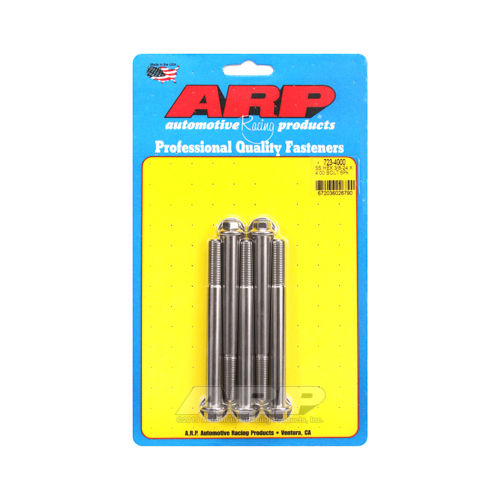 ARP Bolts, Hex Head, Stainless 300, Polished, 3/8 in.-24 RH Thread, 4.000 in. UHL, Set of 5
