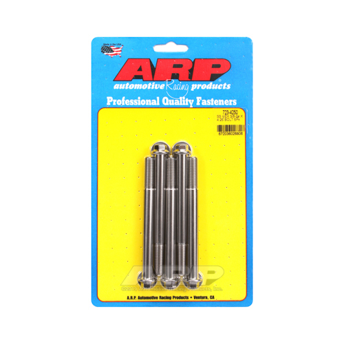 ARP Bolts, Hex Head, Stainless 300, Polished, 3/8 in.-24 RH Thread, 4.250 in. UHL, Set of 5