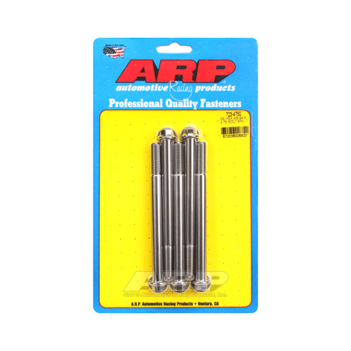 ARP Bolts, Hex Head, Stainless 300, Polished, 3/8 in.-24 RH Thread, 4.750 in. UHL, Set of 5