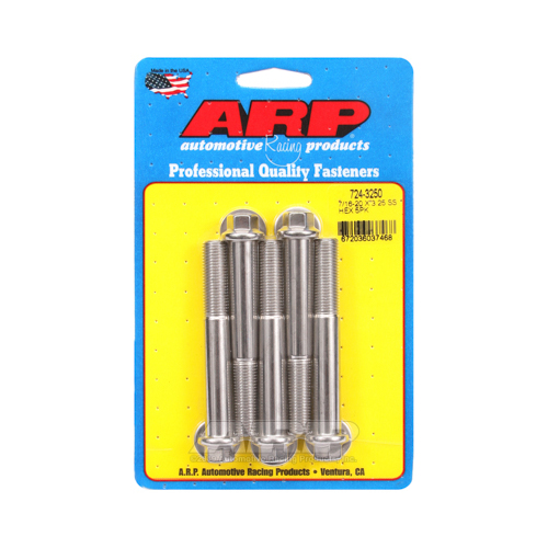 ARP Bolts, Hex Head, Stainless 300, Polished, 7/16 in.-20 RH Thread, 3.250 in. UHL, Set of 5