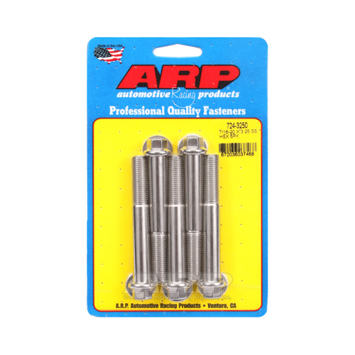 ARP Bolts, Hex Head, Stainless 300, Polished, 7/16 in.-20 RH Thread, 3.250 in. UHL, Set of 5
