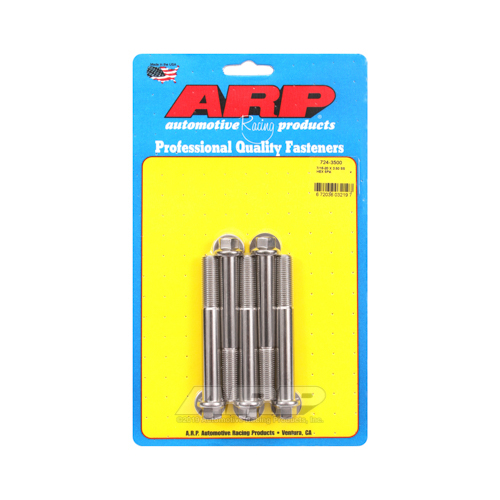 ARP Bolts, Hex Head, Stainless 300, Polished, 7/16 in.-20 RH Thread, 3.500 in. UHL, Set of 5