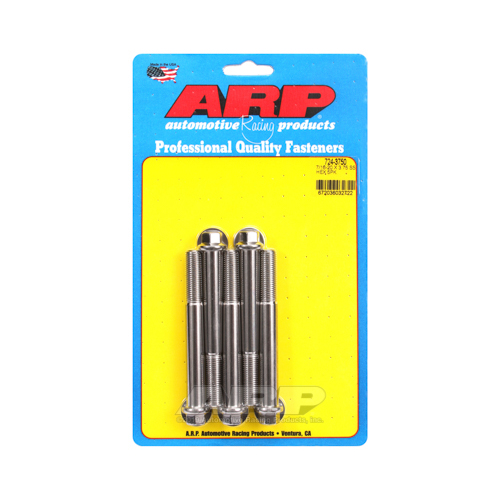 ARP Bolts, Hex Head, Stainless 300, Polished, 7/16 in.-20 RH Thread, 3.750 in. UHL, Set of 5